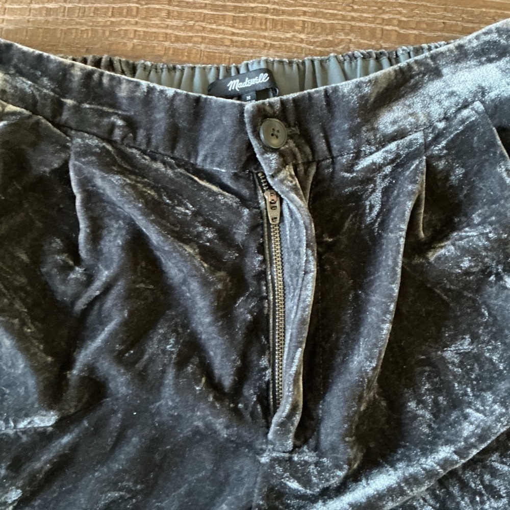 Madewell Silver Grey Velvet Velour Tapered Elastic Waist Ankle Pants Medium - Picture 6 of 7